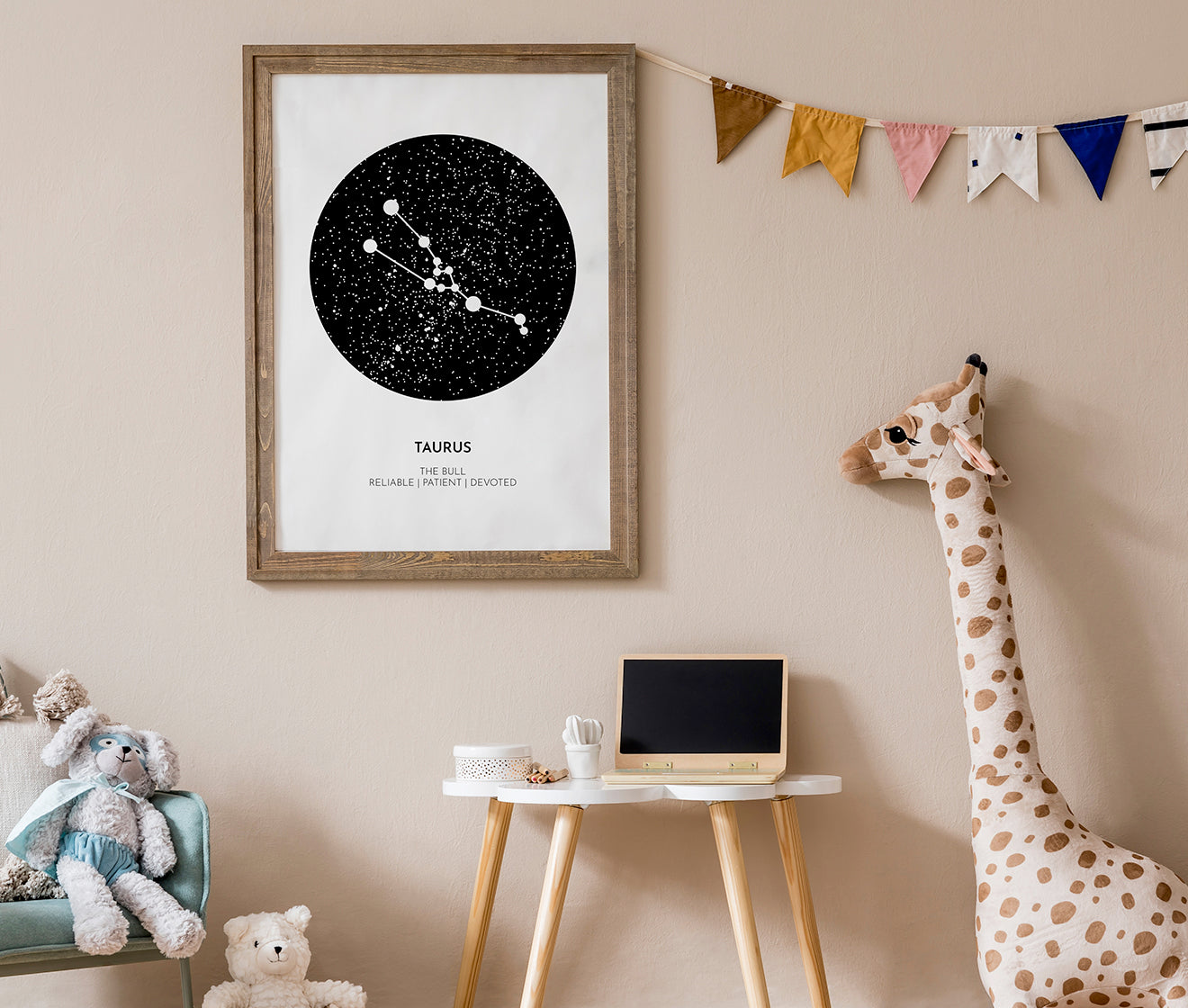 Stjernetegnshimmel-fødselsplakat 50x70 cm